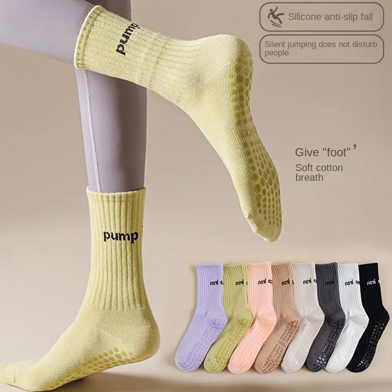 Women Mid Tube Yoga Socks Anti - Pilates Yoga Youtube ulasan dan harga